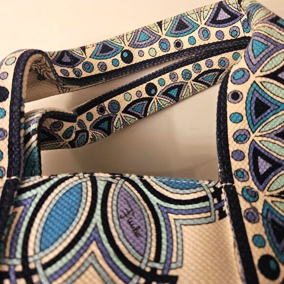 Emilio Pucci blue purple mandala snowflake canvas tote Italy Marilyn Monroe - Picture 10 of 12